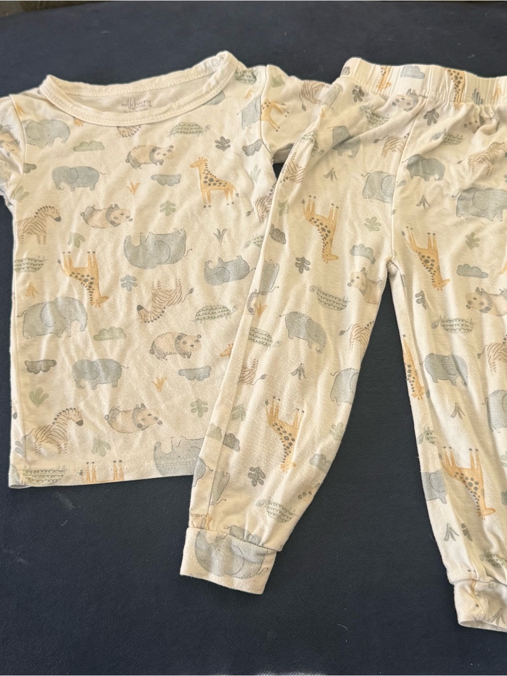 Baby Safari Animal Print Pajama Set Boys Girls Milkberry Bamboo 12 months